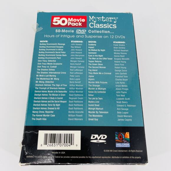 Mystery Classics 50 Movie Pack 12-DVD Collection - Good Used Condition - Picture 4 of 15